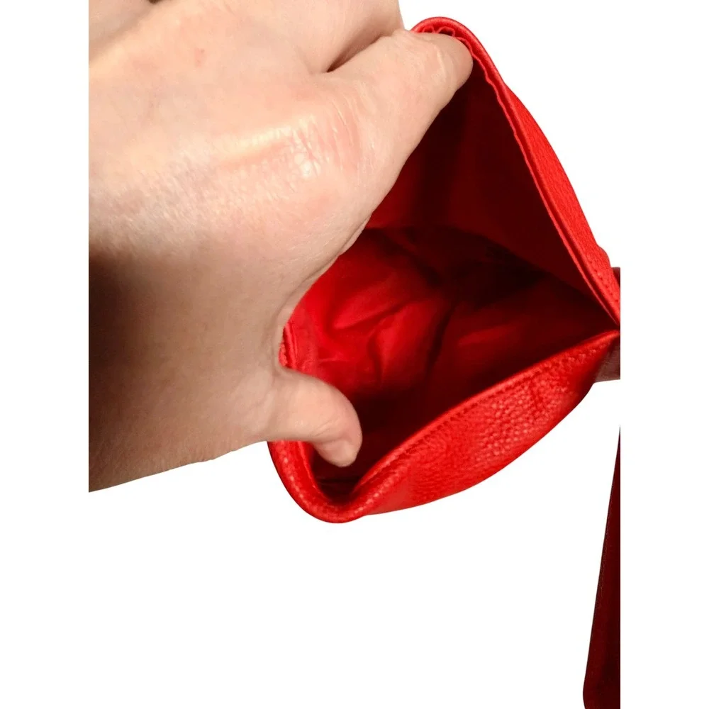 Amazon Basic Red Pebbled Faux Leather Japanese Knot Bag Slouchy Wristlet Clutch